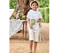 Bermuda garçon cérémonie en coton/lin beige clair 5A