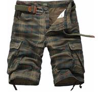Bermuda Homme Cargo À Carreaux - Boutique Hugo - Vert Militaire - Multi-poche 40