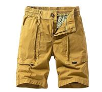 Bermuda Homme Cargo Coton Pantalon Cargo Homme Grande Taille Décontracté Taille Extensible Travail Style Dix Pantalon Jogging Coupe Classique Short 3/4 Ceinture Élastique