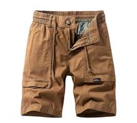 Bermuda Homme Cargo Coton Pantalon Cargo Homme Grande Taille Décontracté Taille Extensible Travail Style Dix Pantalon Jogging Coupe Classique Short 3/4 Ceinture Élastique