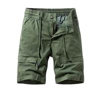 Bermuda Homme Cargo Coton Pantalon Cargo Homme Grande Taille Décontracté Taille Extensible Travail Style Dix Pantalon Jogging Coupe Classique Short 3/4 Ceinture Élastique