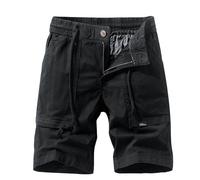 Bermuda Homme Cargo Coton Pantalon Cargo Homme Grande Taille Décontracté Taille Extensible Travail Style Dix Pantalon Jogging Coupe Classique Short 3/4 Ceinture Élastique