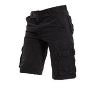 Bermuda Homme Cargo Sport Taille Élastique Shorts D'été Respirant Léger Slim Fit Pantalon Court Travail Couleur Unie Bermuda Multi-Taxes Classique Randonnée Short avec Poches Latérales, Noir , 3XL