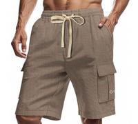 Bermuda Homme Ceinture Elastique de Travail Chantier Mes Commandes avec Poche Course Kaki Militaire Pantacourt Lin uni 3XL Tactique a Pied Short de Sport Jogging Cargo Homme Kaki L