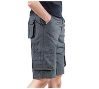 Bermuda Homme Pantacourt Été Short Travail Pantalon Cargo Grande Taille Tactique Treillis Militaire avec Élastique À La De Camouflage Baggy Long Shorts Et Bermudas Vêtements,Gris foncé,7XL