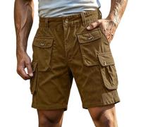 Bermuda Homme Short Cargo en Coton Sergé Coupe Ample sous Genou avec 8