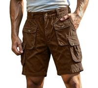 Bermuda Homme Short Cargo en Coton Sergé Coupe Ample sous Genou avec 8