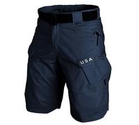 Bermuda Homme Sport Tactique Casual Cargo Travail Ceinture Ajustée avec Multi-Poches Pantalon Jogging Outdoor 01-Bleu foncé L