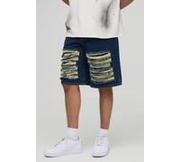 Bermuda large bleu déchiré et réparé homme - 30, bleu