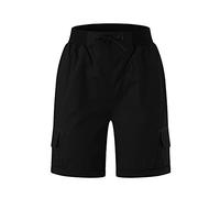 Bermuda Lin Femme avec Cordon De Serrage, Short Cargo Femme Taille Haute Élastique Multi-Poches Couleur Unie Décontracté Pantacourt Baggy Confortable Quotidien Plage Loisir Jogging