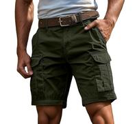 Bermuda Long Homme, Short Homme Coton et Bermudas Travail Cargo Ceinture Elastique Boardshort Grande Taille Pantalon Court S-4Xl Gris foncé XL