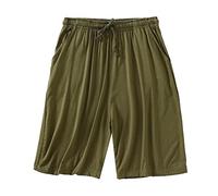 Bermuda pour homme - En coton - Short de pyjama court - Léger - Doux - Pantalon de pyjama ample - Taille élastique - Vêtement de nuit - Pantalon en satin