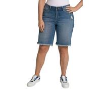 Bermuda Ulla popken - 804253 - Bermuda Boyfriend en Jean, Effet Destroy, Franges Femme 46