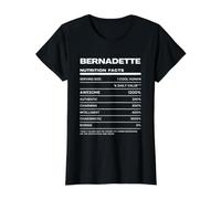 Bernadette Valeur Nutritive Nom Drôle T-Shirt Graphique avec Valeur, Femme, Noir, L