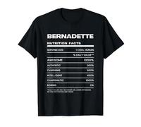 Bernadette Valeur Nutritive Nom Drôle T-Shirt Graphique avec Valeur, Homme, Noir, S