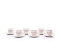 Bernadotte, tasses avec soucoupe, ivoire, rose, or, 170 ml, Thun 1794, 6 pièces