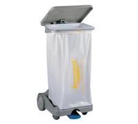 BERNARD Support sac poubelle d'intérieur 4 roues à pédale gris avec couvercle 110 L