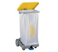 BERNARD Support sac poubelle d'intérieur 4 roues à pédale jaune avec couvercle 110 L