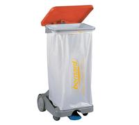 BERNARD Support sac poubelle d'intérieur 4 roues à pédale rouge avec couvercle 110 L