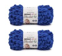 Bernat Alize Blanket-EZ - Lot de 2 pelotes de fil bouclé super doux pour débutants, tricot à la main - Pas d'aiguilles ou de crochets nécessaires - Bleu vif