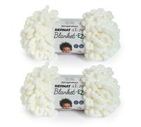 Bernat Alize Blanket-EZ - Lot de 2 pelotes de fil bouclé super doux pour débutants, tricot à la main - Pas d'aiguilles ou de crochets nécessaires - Crème