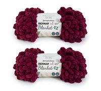 Bernat Alize Blanket-EZ - Lot de 2 pelotes de fil bouclé super doux pour débutants, tricot à la main - Pas d'aiguilles ou de crochets nécessaires - Bordeaux