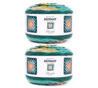 Bernat All in ONE Granny Seaside Shine Yarn - Lot de 2 paquets de 240 g - 100% polyester - #6 super volumineux - 150 m - Tricot/Crochet