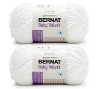 Bernat Baby Velvet BB Lot de 2 paquets de fil blanc neige 100% polyester #4 peigné (moyen) 450 m pour tricot/crochet