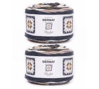 Bernat Blanket Granny Square Asphalt Yarn - 2 Pack of 240g / 8.5oz - 100% Polyester - #6 Super Bulky - 178Yards - Knitting/Crochet