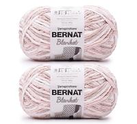 Bernat Blanket Lot de 2 pelotes de fil acrylique épais pour couverture, 300 g, #6, fil chenille épais pour tricot et crochet, amigurumi, couvertures épaisses, 200 m, variégation de sable saumoné