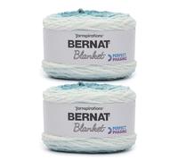 Bernat Blanket Perfect Phasing Lot de 2 pelotes de fil, 299,37 g, #6 Super Bulky, 200 m, pour tricot, crochet, travaux manuels et amigurumi, dégradé blanc et bleu foncé (Deep Teal Cake)
