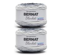 Bernat Blanket Perfect Phasing Lot de 2 pelotes de laine chenille épaisse - 299,37 g - 100% polyester - #6 super volumineux - 200 m - Pour tricot, crochet, artisanat et amigurumi - Noir profond