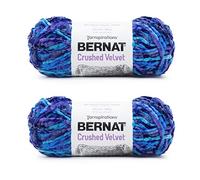 Bernat Lot de 2 paquets de fil velours écrasé bleu brillant de 300 g - Polyester - 5 Bulky - 300 m - Tricot/Crochet