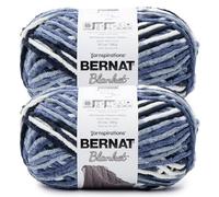 Bernat Lot de 2 pelotes de fil bleu délavé pour couverture BB - 300 g - 100% polyester - #6 super volumineux - 200 m - tricot/crochet