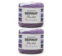 Bernat Lot de 2 pelotes de fil POP pour couverture patchwork violet - 300 g - 100% polyester - #6 super volumineux - 200 m - tricot/crochet