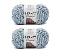 Bernat Lot de 2 pelotes de fil torsadé bleu brouillard pour couverture - 300 g - Polyester - 6 super volumineux - 200 m - Tricot/crochet