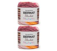 Bernat Lot de 2 pelotes de fil torsadé pour couverture patchwork cerise - 300 g - 100% polyester - #6 super volumineux - 200 m - tricot/crochet