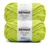 Bernat Lot de 2 pelotes de fil vert citron extra lumineux pour couverture - 300 g - 100% polyester - #7 Jumbo - 90 m - Tricot/crochet