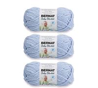 Bernat Lot de 3 paquets de 100 g de fil chenille épais pour couverture bébé - Polyester - 6 super volumineux - 70 m - Bleu layette