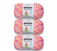 Bernat Lot de 3 paquets de 100 g de fil chenille épais pour couverture bébé - Polyester - 6 super volumineux - 70 m - Pour tricot, crochet, travaux manuels et amigurumi