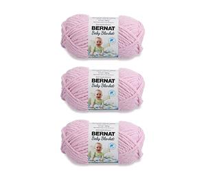 Bernat Lot de 3 paquets de 100 g de fil chenille épais pour couverture bébé - Polyester - 6 super volumineux - 70 m - Rose layette