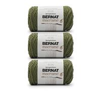 Bernat Lot de 3 paquets de 250 g de fil à macramé olive - Coton - #6 Super Bulky - Tricot, crochet et loisirs créatifs
