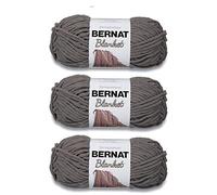 Bernat Lot de 3 pelotes de fil chenille épais pour couverture gris foncé de 150 g - Polyester - 6 super volumineux - 90 m - Tricot, crochet, artisanat et amigurumi