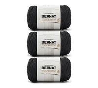Bernat Macramé Lot de 3 pelotes de fil à tricoter et à crochet en coton #6 250 g Noir