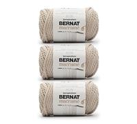 Bernat Macramé Lot de 3 pelotes de fil à tricoter et à crochet en coton #6 250 g Taupe