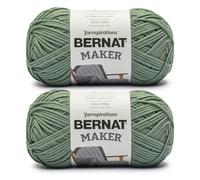 Bernat Maker Lot de 2 pelotes de 250 g de fil en 72% coton, 28% nylon, n° 5 épais, 290 m, pour tricot, crochet et amigurumi, Lichen