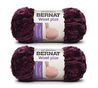 Bernat Velvet Plus - Lot de 2 pelotes de fil en polyester pour tricot et crochet - fil n°6 super épais, 300 g, Prune bordeaux