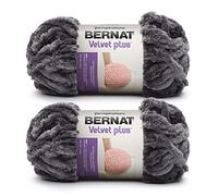 Bernat Velvet Plus - Lot de 2 pelotes de fil en polyester pour tricot et crochet - fil n°6 super épais, 300 g, gris vapeur