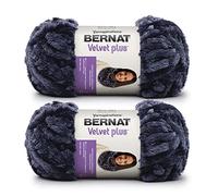 Bernat Velvet Plus - Lot de 2 pelotes de fil en polyester pour tricot et crochet - fil n°6 super épais, 300 g, Indigo