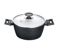 Berndes 013345 Marmite Starter en aluminium avec revêtement en quartz robuste et couvercle en verre Compatible induction Noir/blanc 24 cm